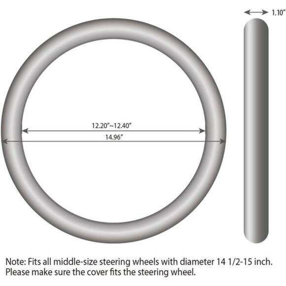 Leather Steering Wheel Cover 14 1/2 inch to 15 inch Universal, - Picture 6 of 7